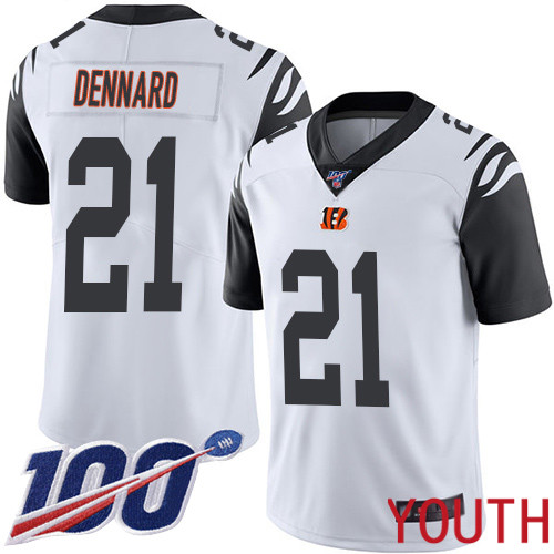 Cincinnati Bengals Limited White Youth Darqueze Dennard Jersey NFL Footballl #21 100th Season Rush Vapor Untouchable